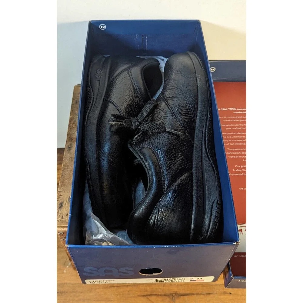 SAS Liberty‎ Slip Resistant Lace Up Comfort Shoes Black Mens sz 7.5 M w/ box